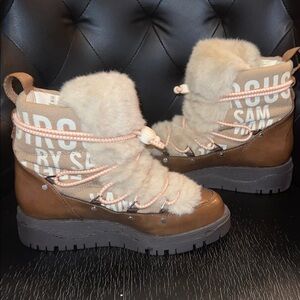Circus by Sam Edelman Brown and Cream Furry Boots. New without Box